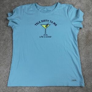 Life is Good Crusher "Talk Dirty to Me Martini" Beach Blue Women’s Size Large